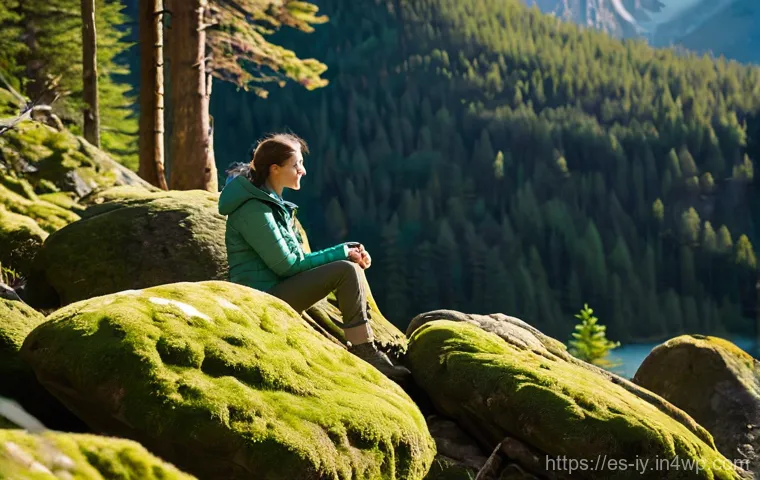 생태적 자아와 행동 변화 촉진 전략 - **Prompt:** A serene, contemplative shot of an individual connecting with nature. A person in their ...
