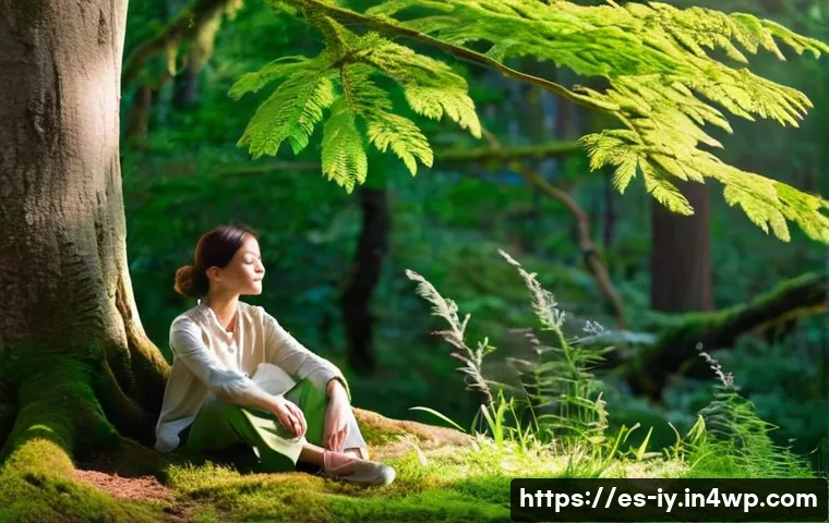 생태적 자아 형성과 정신적 성숙의 관계 - **Prompt:** A serene and contemplative woman, aged late 20s to early 30s, is sitting peacefully amid...