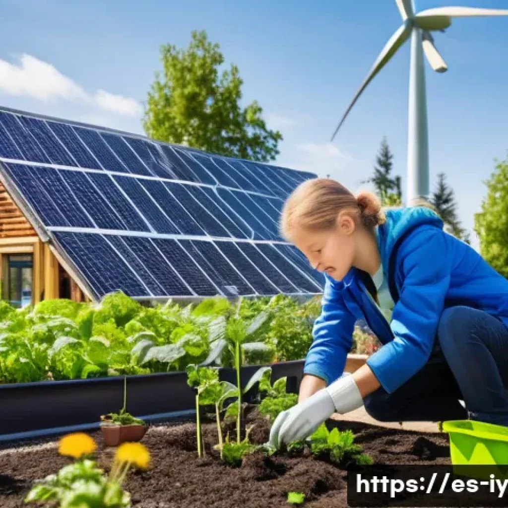 생태적 자아 형성을 위한 국제적 사례 - A vibrant European school garden scene in Germany or Finland, featuring diverse students actively te...
