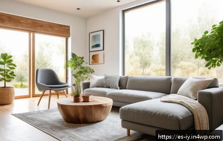 생태적 자아 형성을 위한 전략적 접근법 - A bright and cozy Spanish home interior during daytime, featuring energy-saving LED bulbs illuminati...